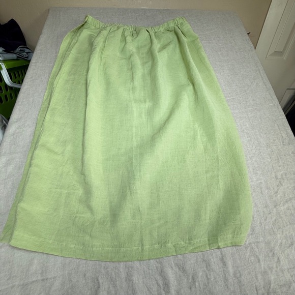 Eileen Fisher Dresses & Skirts - Eileen Fisher Button Wrap Skirt Women 3XP Lime Green NWT Linen Blend Midi